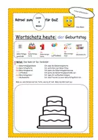 Vorschau - Arbeitsblätter - Klaro DaZ Rätsel Lies und Male der Geburtstag + Mini-Domino - Deckblatt