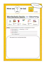Vorschau - Arbeitsblätter - Klaro DaZ Rätsel Lies und Male der Geburtstag + Mini-Domino - Seite 1