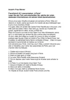 Vorschau - Arbeitsblätter - Französisch A2 Leseverstehen A Paris - mit Lösung - Deckblatt