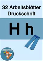 Vorschau - Unterrichtsreihen - Arbeitsblätter H, h Druckschrift Wochenplan Buchstabeneinführung - Deckblatt