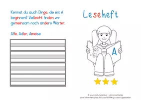 Vorschau - Arbeitsblätter - Leseheft Lesehausaufgabe A Druckschrift Wochenplan Buchstabe - Seite 1