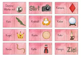 Vorschau - Spiele - Freebie Domino Genaues Lesen Wörter mit K - Seite 1
