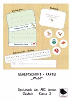 Vorschau - Spiele - ABC Übungen Geheimschrift Kartei Wald - Deckblatt
