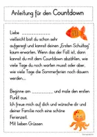 Vorschau - Mal- und Bastelvorlagen - Countdown zum Schulbeginn mit Anleitungsbrief - Seite 1