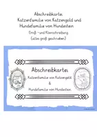 Vorschau - Stationenlernen - Abschreibkartei - Katzen- und Hundefamilie (2 Varianten) - Deckblatt