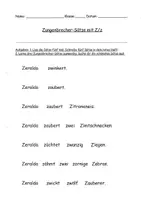 Vorschau - Arbeitsblätter - Zungenbrecher-Sätze mit Z:z - Deckblatt