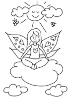 Vorschau - Mal- und Bastelvorlagen - Yoga Ausmalbild Schmetterling 2 - Seite 1