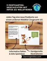 Vorschau - Mal- und Bastelvorlagen - Postkartengeschichten - Waldtiere - Deckblatt