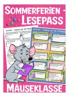 Vorschau - Arbeitsblätter - Mäuseklasse Sommerferien Lesepass - Deckblatt