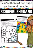 Vorschau - Arbeitsblätter - Großbuchstaben mit der Lupe suchen und anmalen -Schreiblehrgang in Druckschrift - Deckblatt