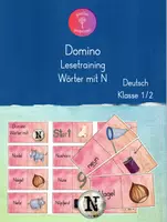 Vorschau - Stationenlernen - Domino Genaues Lesen Wörter mit N - Deckblatt