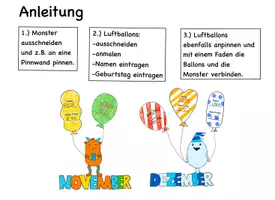Vorschau - Mal- und Bastelvorlagen - Set zum Geburtstag, Geburtstagskalender, Geburtstagskarte, Geburtstagskärtchen - Seite 1
