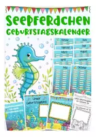 Vorschau - Mal- und Bastelvorlagen - Geburtstagskalender Seepferdchenklasse - Deckblatt