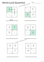 Vorschau - Arbeitsblätter - Wörtersuche Bauernhof (mit 3 Buchstaben) - Seite 1
