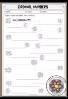 Vorschau - Arbeitsblätter - Ordinal numbers - Worksheet - Deckblatt