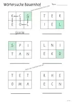 Vorschau - Arbeitsblätter - Wörtersuche Bauernhof (mit 6 Buchstaben) - Seite 1