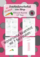 Vorschau - Arbeitsblätter - Wörtersuche Bauernhof (mit 7 Buchstaben) - Deckblatt