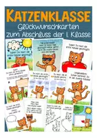 Vorschau - Mal- und Bastelvorlagen - Abschied 1. Klasse Katze / Katzenklasse - Deckblatt