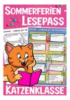 Vorschau - Arbeitsblätter - Sommerferien Lesepass Katzenklasse - Deckblatt