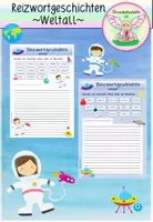 Vorschau - Arbeitsblätter - Reizwortgeschichten ~Weltall~ ab Klasse 2 - Deckblatt