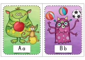 Vorschau - Bildkarten - Monster ABC Anlautkarten (A bis Z) - Seite 1