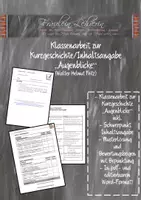 Vorschau - Klassenarbeiten - Klassenarbeit (Inhaltsangabe) zur Kurzgeschichte "Augenblicke" von Walter Helmut Fritz inkl. Bewertungsbogen und Musterlösung! - Deckblatt