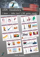 Vorschau - Spiele - USA: Vocabulary / Words - "I have ... - Who has ...?" - 36 Spielkarten (Modern) - Deckblatt