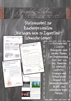 Vorschau - Stundenentwürfe - Stationsarbeit zur Raucherprävention Bio, inkl. Hinweise, Lösungen, Verlaufsplan! Schwache Lerner! - Deckblatt