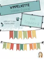 Vorschau - Mal- und Bastelvorlagen - Wimpelkette "Schöne Ferien" - orange/grün - Deckblatt