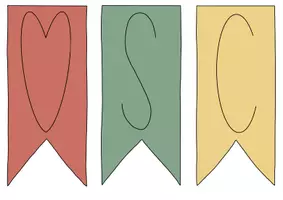 Vorschau - Mal- und Bastelvorlagen - Wimpelkette "Schöne Ferien" - orange/grün - Seite 2
