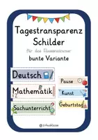 Vorschau - Präsentationen/Tafelbilder - Tagestransparenz Schilder: bunte Variante - Deckblatt