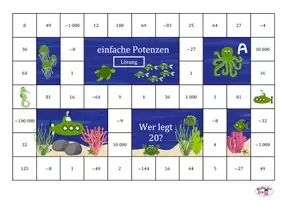 Vorschau - Spiele - Spiel "Wer legt 20" - einfache Potenzen - Seite 1