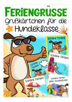 Vorschau - Mal- und Bastelvorlagen - Hund / Hundeklasse Feriengrüße - Deckblatt
