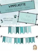 Vorschau - Poster - Wimpelkette „Schöne Ferien“ - blau - Deckblatt