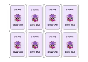 Vorschau - Spiele - Spiel "Owl Maid" zu 50 most common Irregular Verbs - Deck 3 - Deckblatt