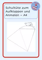 Vorschau - Mal- und Bastelvorlagen - Schultüte zum Falten und Anmalen - erster Schultag - Deckblatt