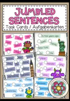 Vorschau - Aufgabenkarten - JUMBLED SENTENCES - Sentence Structure Practice (Task Cards) - Deckblatt