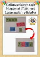 Vorschau - Fördermaterial/Inklusion - Stellenwertkarten nach Montessori von 0 - 9999 (Tafel- und Legematerial), editierbar - Deckblatt
