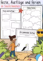 Vorschau - Arbeitsblätter - Feste, Ausflüge und Ferien - Sketchnotes - Deckblatt