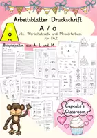 Vorschau - Arbeitsblätter - Arbeitsblätter Buchstabe A Druckschrift, Buchstabeneinführung, DaZ, Deutsch - Deckblatt