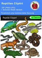 Vorschau - selbst erstellte Cliparts/Grafiken - Reptilien Cliparts-set-Schildkröte-Schlange-Eidechse - Deckblatt