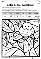 Vorschau - Arbeitsblätter - Lesen und Malen (Im Land der Dinos) "Wortfamilien" Kl. 3+4 - Seite 1