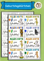 Vorschau - Mal- und Bastelvorlagen - Geburtstagskärtchen Grundschule, Geburtstagskarten - Deckblatt