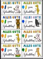 Vorschau - Mal- und Bastelvorlagen - Geburtstagskärtchen Grundschule, Geburtstagskarten - Seite 1