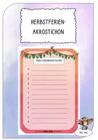 Vorschau - Arbeitsblätter - Herbstferien Akrostichon (verschiedene Farben) - Deckblatt