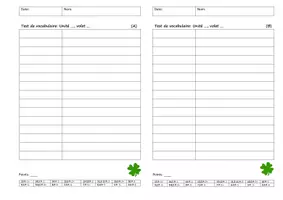 Vorschau - Test - Vokabeltest-Vorlage (Französisch Basics) - Seite 1