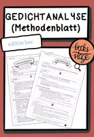 Vorschau - Merkblätter - Gedichtanalyse (Methodenblatt) + Formulierungshilfen *editierbar* - Deckblatt
