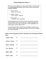 Vorschau - Arbeitsblätter - Zusammengesetzte Nomen Deutsch Grundschule 3 inkl. LZK - Deckblatt