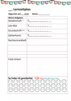 Vorschau - Arbeitsblätter - Lernzeitplan Wochenplan mit Selbsteinschätzung Freiarbeit - Seite 1
