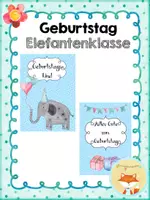 Vorschau - Bildkarten - Geburtstagsaufsteller - Elefantenklasse - Deckblatt